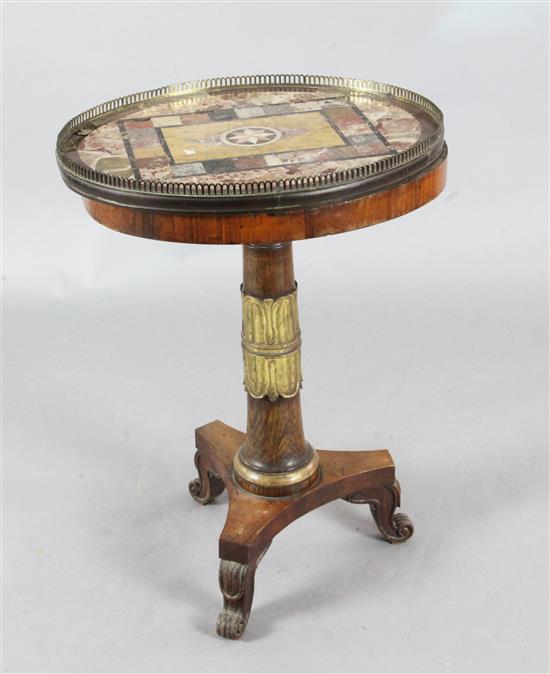 A Regency parcel gilt rosewood and specimen marble occasional table 1ft 9in. x 1ft 6in. H. 2ft 5in.